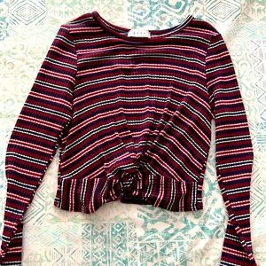 Long sleeve striped crop top